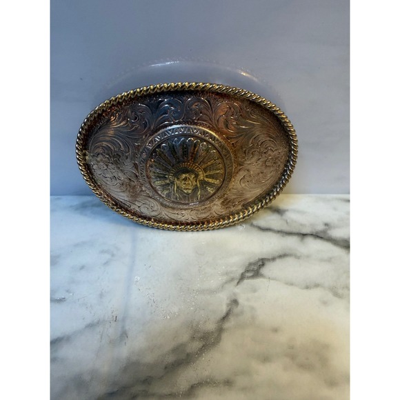 Montana Silversmiths Other - Vintage Montana Silversmiths Silver Plated Native American Chief Belt Buckle